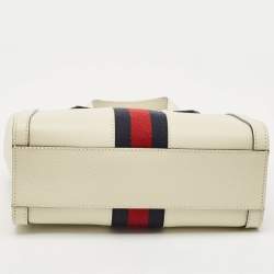 Gucci White Leather Vintage Web Ophidia Small Tote