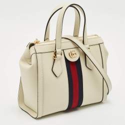 Gucci White Leather Vintage Web Ophidia Small Tote