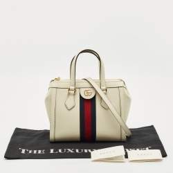Gucci White Leather Vintage Web Ophidia Small Tote