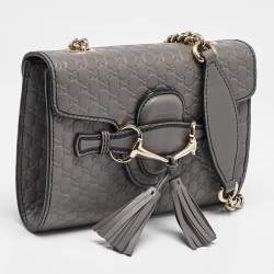 Gucci Grey Microguccissima Leather Mini Emily Chain Crossbody Bag