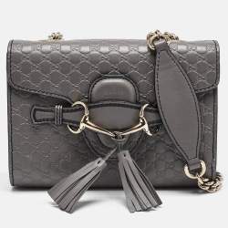 Gucci Grey Microguccissima Leather Mini Emily Chain Crossbody Bag