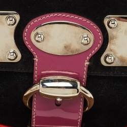 Gucci Black Patent Leather and Suede Romy Clutch Bag