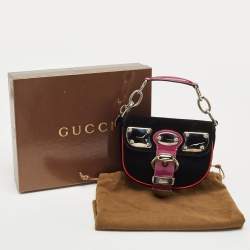 Gucci Black Patent Leather and Suede Romy Clutch Bag