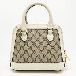 Gucci Beige/Off White GG Supreme Canvas and Leather Mini Horsebit 1955 Bag