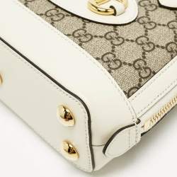 Gucci Beige/Off White GG Supreme Canvas and Leather Mini Horsebit 1955 Bag