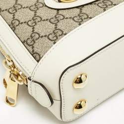 Gucci Beige/Off White GG Supreme Canvas and Leather Mini Horsebit 1955 Bag