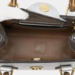 Gucci Silver Mini Calfskin Bamboo Diana Satchel