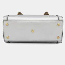 Gucci Silver Mini Calfskin Bamboo Diana Satchel