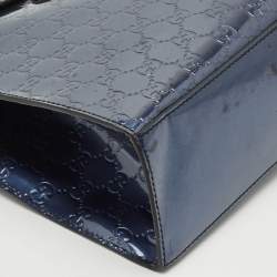 Gucci Blue Guccissima Patent Leather Large Emily Chain Shoulder Bag