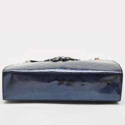 Gucci Blue Guccissima Patent Leather Large Emily Chain Shoulder Bag