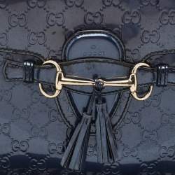 Gucci Blue Guccissima Patent Leather Large Emily Chain Shoulder Bag