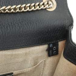 Gucci Black Leather Dollar Interlocking GG Shoulder Bag