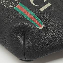 Gucci Black Leather Logo Web Small Belt Bag