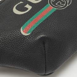 Gucci Black Leather Logo Web Small Belt Bag