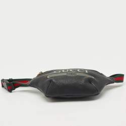 Gucci Black Leather Logo Web Small Belt Bag