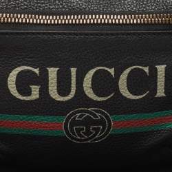 Gucci Black Leather Logo Web Small Belt Bag