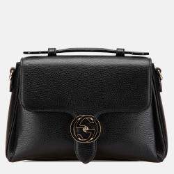 Gucci Black Small Dollar Calf Interlocking G Satchel