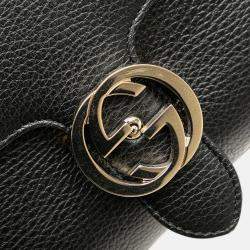 Gucci Black Small Dollar Calf Interlocking G Satchel