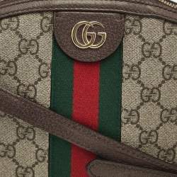 Gucci Beige/Brown GG Supreme Canvas Small Web Ophidia Shoulder Bag
