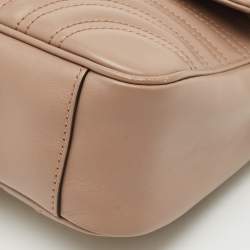 Gucci Beige Matelasse Leather Small GG Marmont Shoulder Bag