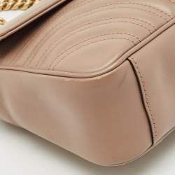 Gucci Beige Matelasse Leather Small GG Marmont Shoulder Bag