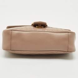 Gucci Beige Matelasse Leather Small GG Marmont Shoulder Bag