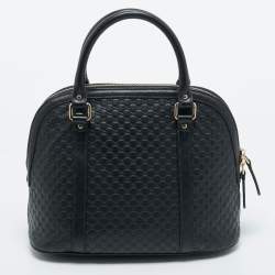 Gucci Black Microguccissima Leather Nice Dome Satchel