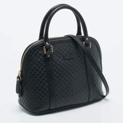 Gucci Black Microguccissima Leather Nice Dome Satchel