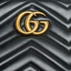 Gucci Black Matelasse Leather Medium GG Marmont Tote
