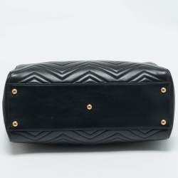 Gucci Black Matelasse Leather Medium GG Marmont Tote