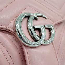 Gucci Pink Leather Marmont Matrasse Shoulder Bag