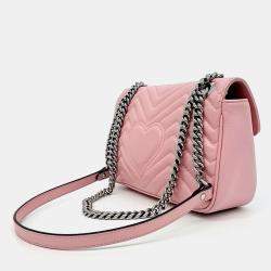 Gucci Pink Leather Marmont Matrasse Shoulder Bag