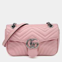 Gucci Pink Leather Marmont Matrasse Shoulder Bag