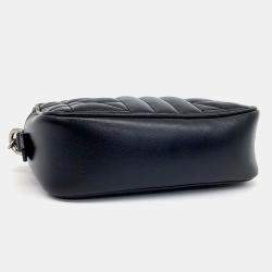 Gucci Black Leather Marmont Matelasse Mini Crossbody Bag