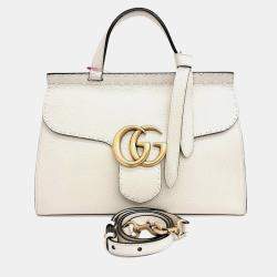 Gucci Beige Leather GG Marmont Tote and Shoulder Bag