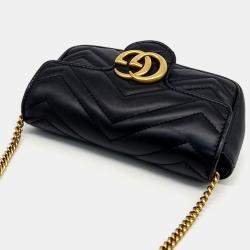 Gucci Black Leather Matrasse Super Mini Crossbody Bag