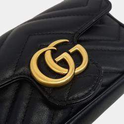 Gucci Black Leather Matrasse Super Mini Crossbody Bag