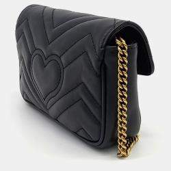 Gucci Black Leather Matrasse Super Mini Crossbody Bag
