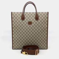 Gucci Canvas Interlocking G Medium Tote and Shoulder Bag