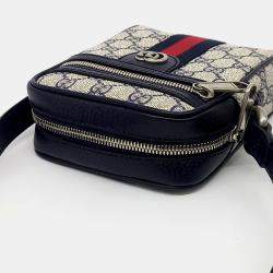 Gucci Beige Black PVC Ophidia GG Crossbody Bag