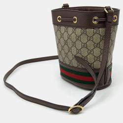 Gucci Beige Brown PVC Ophidia Mini Bucket Bag