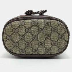 Gucci Beige Brown PVC Ophidia Mini Bucket Bag