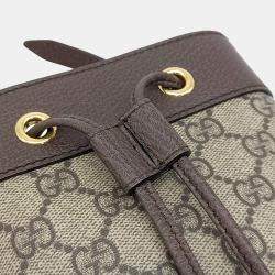 Gucci Beige Brown PVC Ophidia Mini Bucket Bag