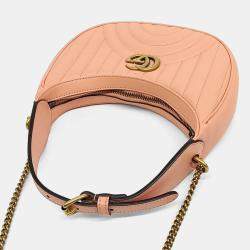 Gucci Pink Leather Marmont Half Moon Shoulder Bag