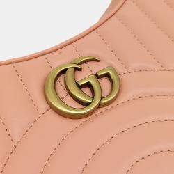 Gucci Pink Leather Marmont Half Moon Shoulder Bag