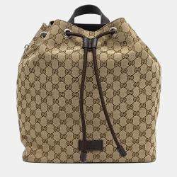 Gucci Beige Brown Jacquard Gucci Beige Brown Fabric Jacquard Backpack