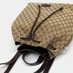Gucci Beige Brown Jacquard Gucci Beige Brown Fabric Jacquard Backpack