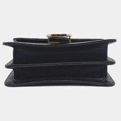 Gucci Black Leather Interlocking GG Crossbody Bag