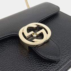 Gucci Black Leather Interlocking GG Crossbody Bag
