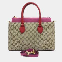 Gucci Beige Pink Leather and PVC Tote and Shoulder Bag